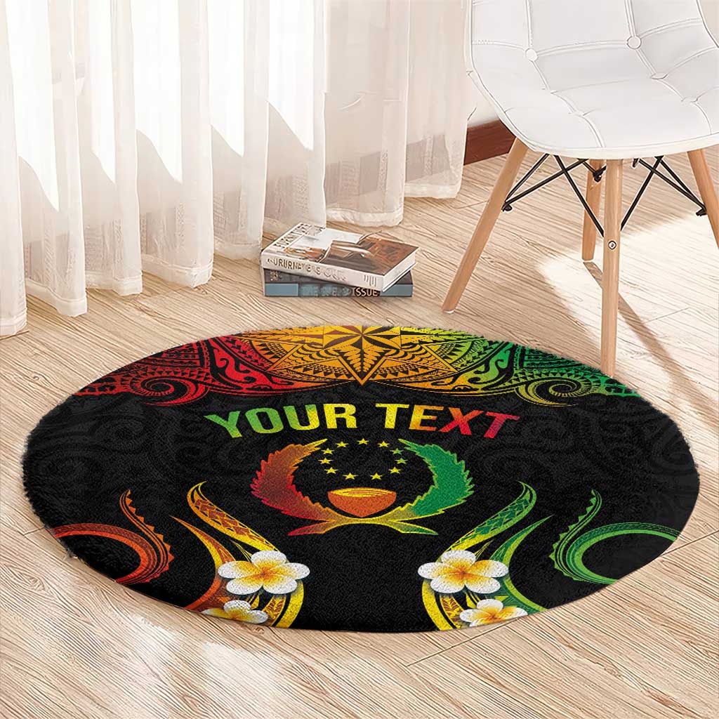 Personalised Pohnpei Independence Day Round Carpet Polynesian Tattoo and Plumeria Reggae Color LT03 - Polynesian Pride