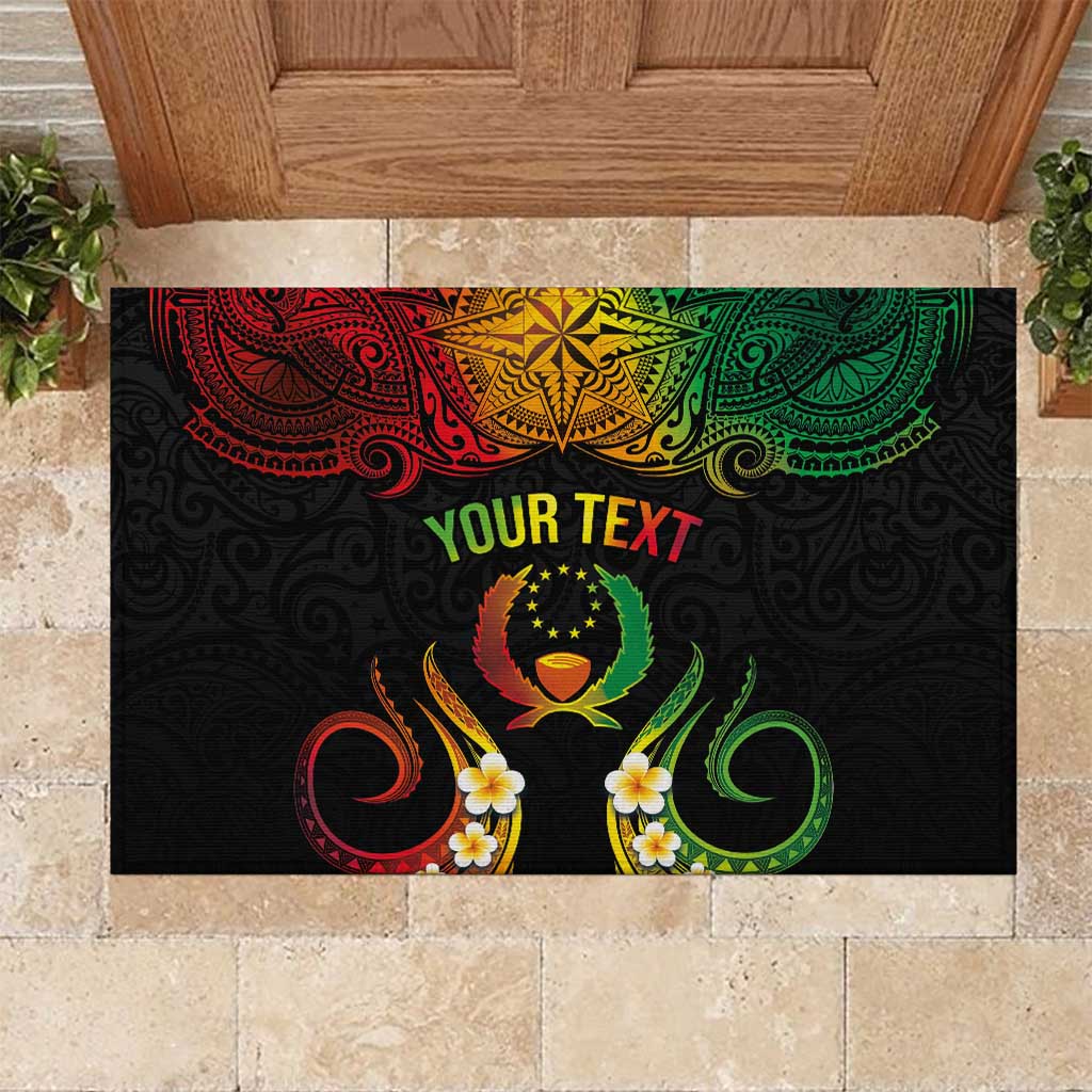Personalised Pohnpei Independence Day Rubber Doormat Polynesian Tattoo and Plumeria Reggae Color LT03 Reggae - Polynesian Pride