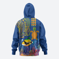 Hawaii Ocean Hoodie Pineapple Turtle and Mango Reef Triggerfish and Kakau Tattoo LT03 - Polynesian Pride