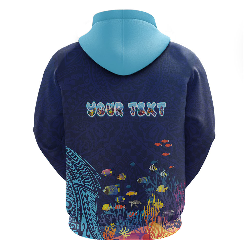 Personalized Hawaii Diving Hoodie Tribal Pattern with Ocean Floor LT03 - Polynesian Pride