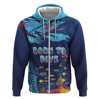 Personalized Hawaii Diving Zip Hoodie Tribal Pattern with Ocean Floor LT03 Zip Hoodie Multicolor - Polynesian Pride
