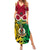 Vanuatu Family Matching Summer Maxi Dress and Hawaiian Shirt Pig Tusk Mix Maori Pattern and Namele Leaf LT03 Mom's Dress Red - Polynesian Pride