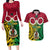 Personalised Vanuatu Couples Matching Long Sleeve Bodycon Dress and Hawaiian Shirt Pig Tusk Mix Maori Pattern and Namele Leaf LT03 Red - Polynesian Pride