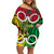 Personalised Vanuatu Family Matching Off Shoulder Short Dress and Hawaiian Shirt Pig Tusk Mix Maori Pattern and Namele Leaf LT03 Mom's Dress Red - Polynesian Pride