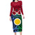 Vanuatu Shefa Province Family Matching Long Sleeve Bodycon Dress and Hawaiian Shirt Pig Tusk Mix Maori Pattern and Namele Leaf LT03 Mom's Dress Red - Polynesian Pride