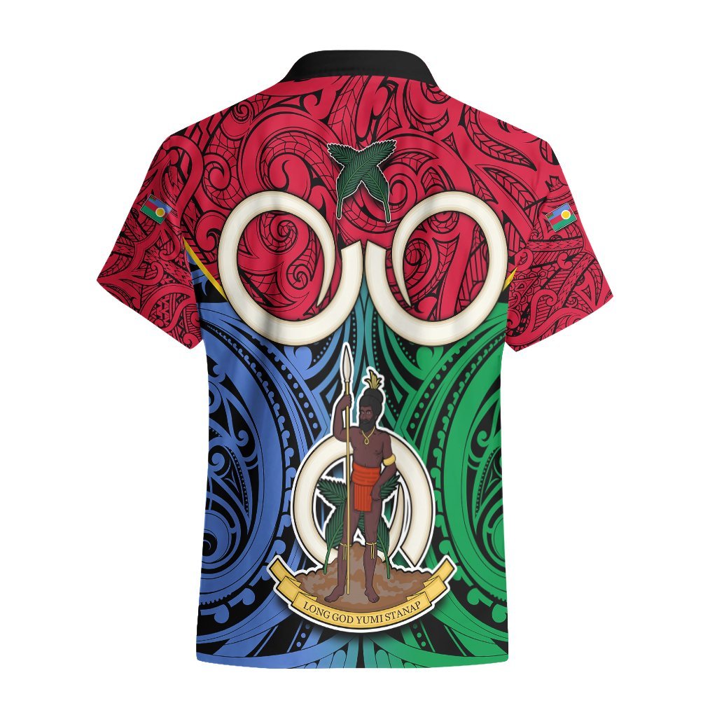 Vanuatu Shefa Province Hawaiian Shirt Pig Tusk Mix Maori Pattern and Namele Leaf LT03 - Polynesian Pride