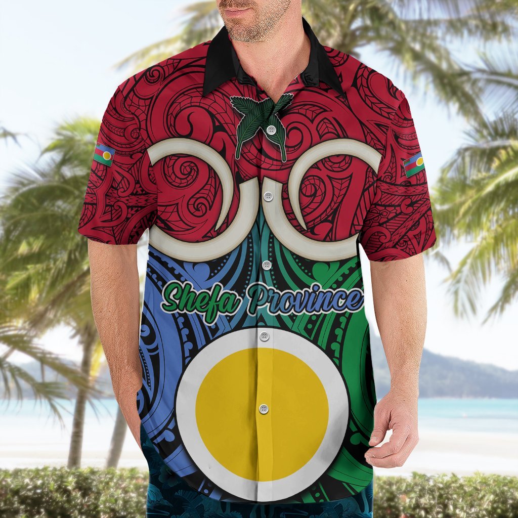 Vanuatu Shefa Province Hawaiian Shirt Pig Tusk Mix Maori Pattern and Namele Leaf LT03 - Polynesian Pride
