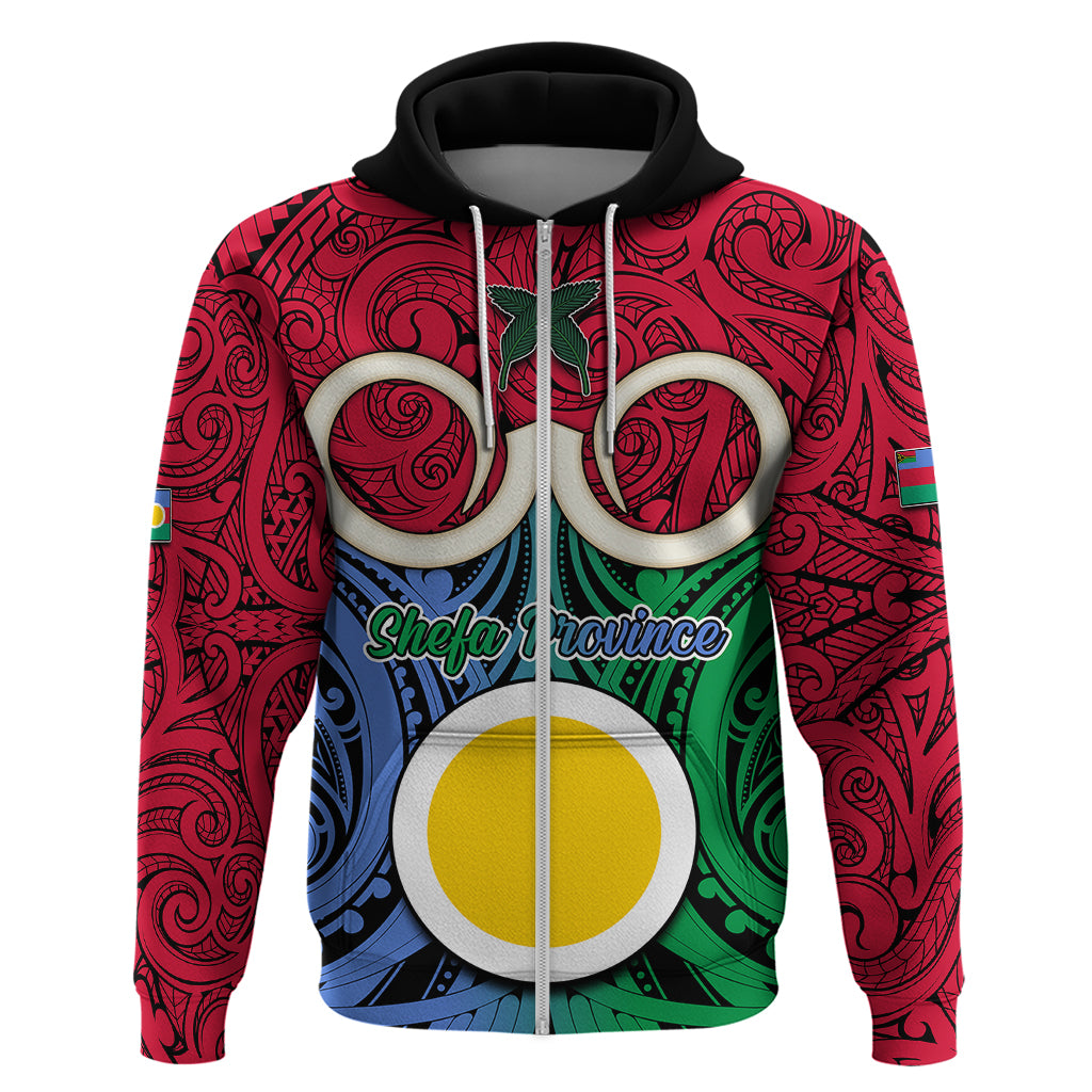 Vanuatu Shefa Province Hoodie Pig Tusk Mix Maori Pattern and Namele Leaf LT03 - Polynesian Pride