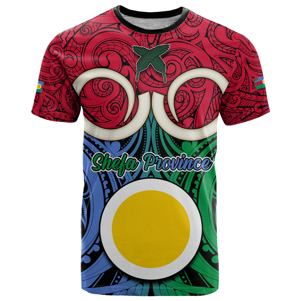 Vanuatu Shefa Province T Shirt Pig Tusk Mix Maori Pattern and Namele Leaf LT03 Red - Polynesian Pride