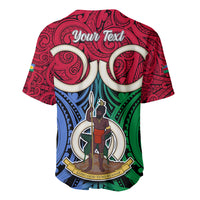 Personalised Vanuatu Shefa Province Baseball Jersey Pig Tusk Mix Maori Pattern and Namele Leaf LT03 - Polynesian Pride