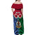 Personalised Vanuatu Shefa Province Family Matching Off Shoulder Maxi Dress and Hawaiian Shirt Pig Tusk Mix Maori Pattern and Namele Leaf LT03 - Polynesian Pride