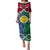 Personalised Vanuatu Shefa Province Puletasi Pig Tusk Mix Maori Pattern and Namele Leaf LT03 Long Dress Red - Polynesian Pride