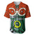 Vanuatu Penama Province Baseball Jersey Pig Tusk Mix Maori Pattern and Namele Leaf LT03 Orange - Polynesian Pride