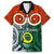 Vanuatu Penama Province Family Matching Long Sleeve Bodycon Dress and Hawaiian Shirt Pig Tusk Mix Maori Pattern and Namele Leaf LT03 Dad's Shirt - Short Sleeve Orange - Polynesian Pride