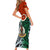 Vanuatu Penama Province Short Sleeve Bodycon Dress Pig Tusk Mix Maori Pattern and Namele Leaf LT03 - Polynesian Pride