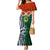 Personalised Vanuatu Penama Province Family Matching Mermaid Dress and Hawaiian Shirt Pig Tusk Mix Maori Pattern and Namele Leaf LT03 Mom's Dress Orange - Polynesian Pride