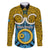 Vanuatu Sanma Province Family Matching Long Sleeve Bodycon Dress and Hawaiian Shirt Pig Tusk Mix Maori Pattern and Namele Leaf LT03 Dad's Shirt - Long Sleeve Blue - Polynesian Pride