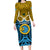 Vanuatu Sanma Province Family Matching Long Sleeve Bodycon Dress and Hawaiian Shirt Pig Tusk Mix Maori Pattern and Namele Leaf LT03 Mom's Dress Blue - Polynesian Pride