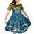 Vanuatu Sanma Province Family Matching Mermaid Dress and Hawaiian Shirt Pig Tusk Mix Maori Pattern and Namele Leaf LT03 Daughter's Dress Blue - Polynesian Pride