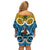 Vanuatu Sanma Province Family Matching Off Shoulder Short Dress and Hawaiian Shirt Pig Tusk Mix Maori Pattern and Namele Leaf LT03 - Polynesian Pride