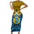 Vanuatu Sanma Province Family Matching Short Sleeve Bodycon Dress and Hawaiian Shirt Pig Tusk Mix Maori Pattern and Namele Leaf LT03 Mom's Dress Blue - Polynesian Pride