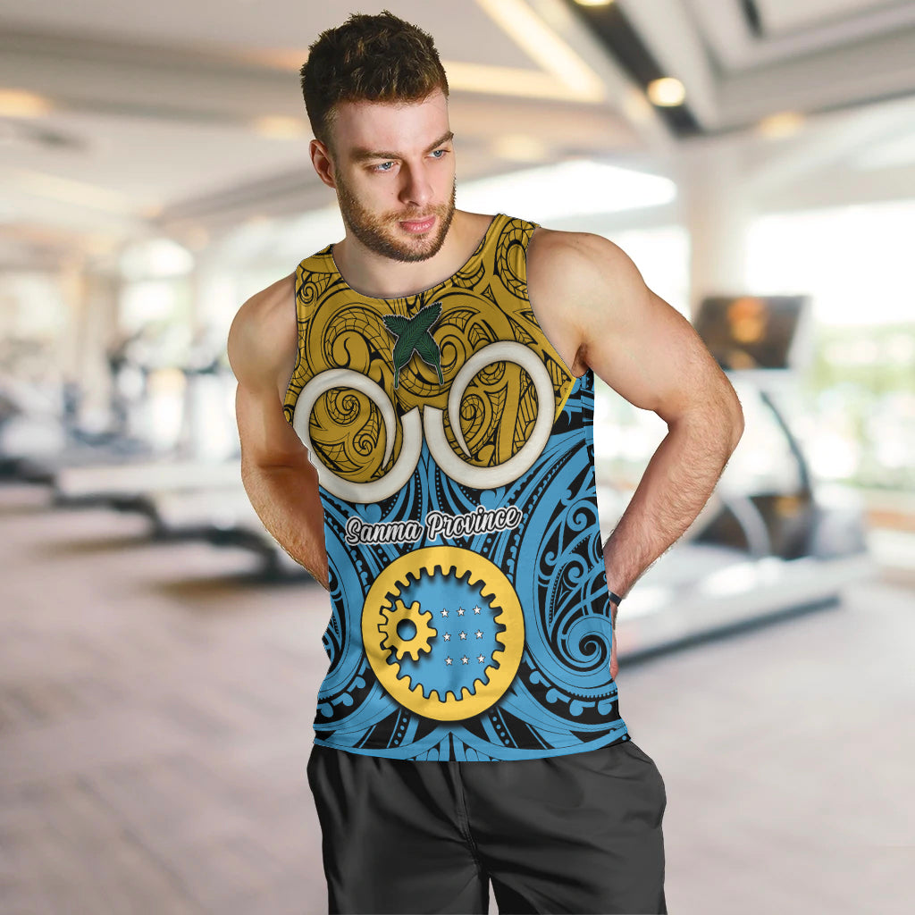 Vanuatu Sanma Province Men Tank Top Pig Tusk Mix Maori Pattern and Namele Leaf LT03 - Polynesian Pride