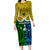 Vanuatu Malampa Province Family Matching Long Sleeve Bodycon Dress and Hawaiian Shirt Pig Tusk Mix Maori Pattern and Namele Leaf LT03 Mom's Dress Yellow - Polynesian Pride