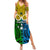 Vanuatu Malampa Province Summer Maxi Dress Pig Tusk Mix Maori Pattern and Namele Leaf LT03 Women Yellow - Polynesian Pride