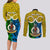 Personalised Vanuatu Malampa Province Couples Matching Long Sleeve Bodycon Dress and Long Sleeve Button Shirts Pig Tusk Mix Maori Pattern and Namele Leaf LT03 - Polynesian Pride