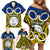 Vanuatu Torba Province Family Matching Off Shoulder Short Dress and Hawaiian Shirt Pig Tusk Mix Maori Pattern and Namele Leaf LT03 - Polynesian Pride