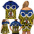 Vanuatu Torba Province Family Matching Off Shoulder Short Dress and Hawaiian Shirt Pig Tusk Mix Maori Pattern and Namele Leaf LT03 - Polynesian Pride