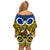 Vanuatu Torba Province Family Matching Off Shoulder Short Dress and Hawaiian Shirt Pig Tusk Mix Maori Pattern and Namele Leaf LT03 - Polynesian Pride