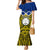 Vanuatu Torba Province Mermaid Dress Pig Tusk Mix Maori Pattern and Namele Leaf LT03 Women Blue - Polynesian Pride