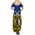 Vanuatu Torba Province Summer Maxi Dress Pig Tusk Mix Maori Pattern and Namele Leaf LT03 - Polynesian Pride