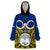 Vanuatu Torba Province Wearable Blanket Hoodie Pig Tusk Mix Maori Pattern and Namele Leaf LT03 One Size Blue - Polynesian Pride