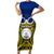 Personalised Vanuatu Torba Province Family Matching Short Sleeve Bodycon Dress and Hawaiian Shirt Pig Tusk Mix Maori Pattern and Namele Leaf LT03 Mom's Dress Blue - Polynesian Pride