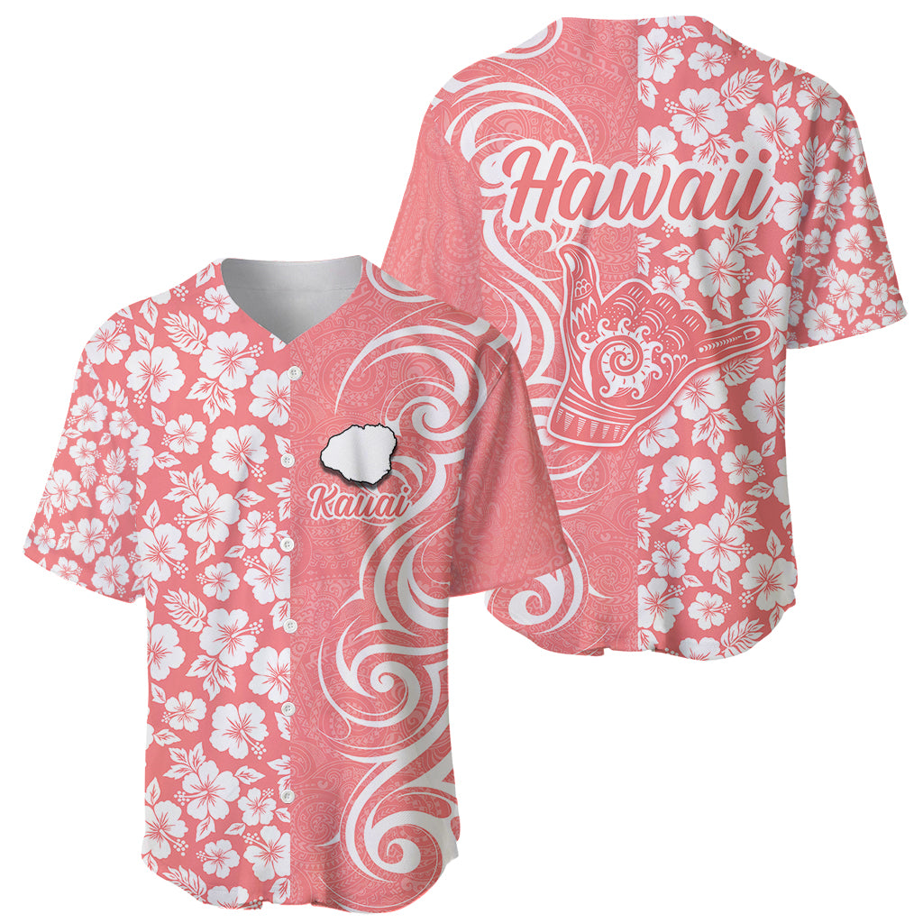 Hawaii Kauai Island Baseball Jersey Hibiscus Pattern Seamless