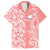 Hawaii Kauai Island Family Matching Off Shoulder Long Sleeve Dress and Hawaiian Shirt Hibiscus Pattern Seamless Tribal Simple Pink Pastel LT03 Dad's Shirt - Short Sleeve Pink - Polynesian Pride