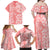 Hawaii Kauai Island Family Matching Off Shoulder Maxi Dress and Hawaiian Shirt Hibiscus Pattern Seamless Tribal Simple Pink Pastel LT03 - Polynesian Pride