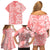 Hawaii Kauai Island Family Matching Off Shoulder Short Dress and Hawaiian Shirt Hibiscus Pattern Seamless Tribal Simple Pink Pastel LT03 - Polynesian Pride