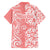 Hawaii Kauai Island Family Matching Off Shoulder Short Dress and Hawaiian Shirt Hibiscus Pattern Seamless Tribal Simple Pink Pastel LT03 - Polynesian Pride