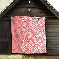 Hawaii Kauai Island Quilt Hibiscus Pattern Seamless Tribal Simple Pink Pastel LT03 - Polynesian Pride