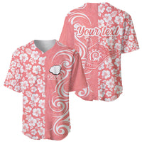 Custom Hawaii Kauai Island Baseball Jersey Hibiscus Pattern Seamless Tribal Simple Pink Pastel LT03 - Polynesian Pride