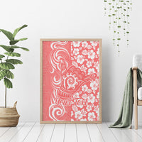 Custom Hawaii Kauai Island Canvas Wall Art Hibiscus Pattern Seamless Tribal Simple Pink Pastel LT03 - Polynesian Pride