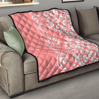 Custom Hawaii Kauai Island Quilt Hibiscus Pattern Seamless Tribal Simple Pink Pastel LT03 - Polynesian Pride