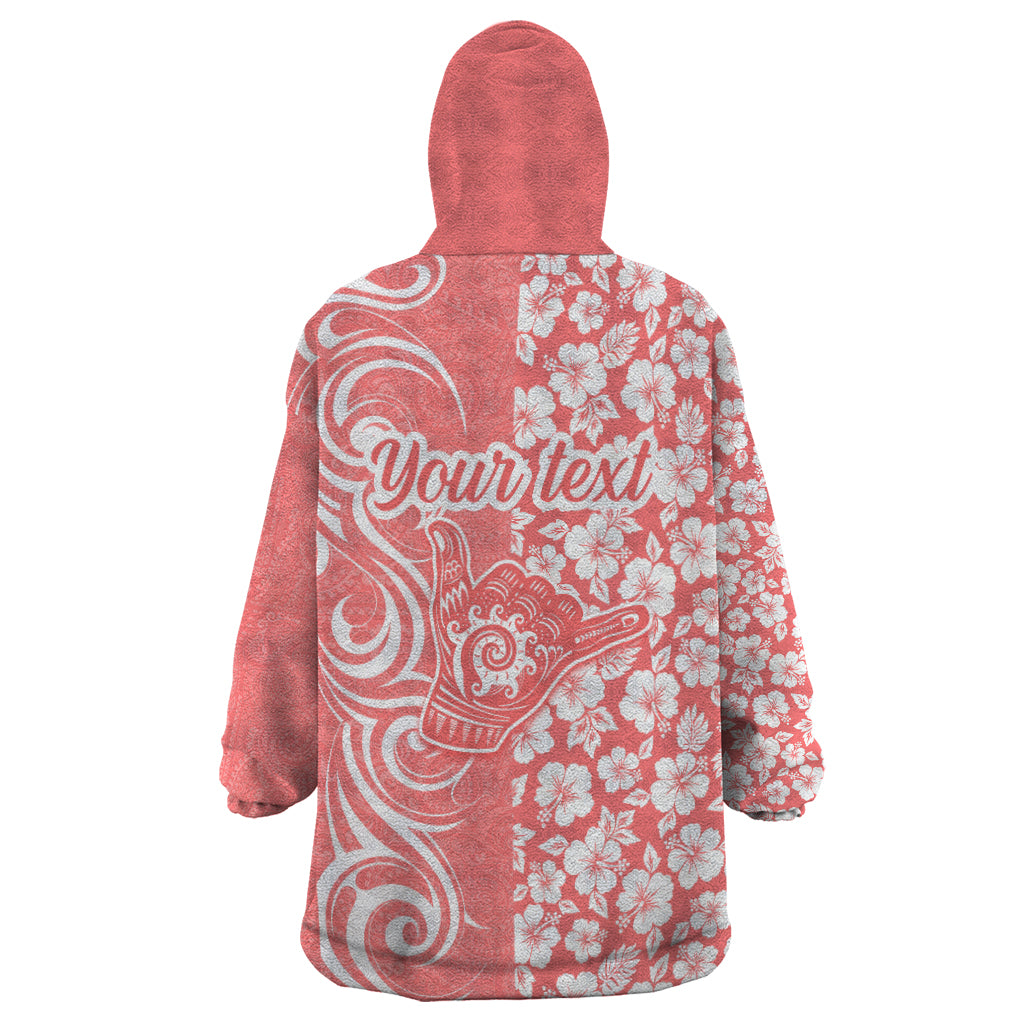 Custom Hawaii Kauai Island Wearable Blanket Hoodie Hibiscus Pattern Seamless Tribal Simple Pink Pastel LT03 - Polynesian Pride