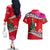 Wallis and Futuna Christmas Couples Matching Off The Shoulder Long Sleeve Dress and Hawaiian Shirt Santa Claus Holding Coat of Arms Polynesian Xmas Style LT03 - Polynesian Pride