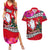 Wallis and Futuna Christmas Couples Matching Summer Maxi Dress and Hawaiian Shirt Santa Claus Holding Coat of Arms Polynesian Xmas Style LT03 Red - Polynesian Pride