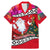 Wallis and Futuna Christmas Family Matching Mermaid Dress and Hawaiian Shirt Santa Claus Holding Coat of Arms Polynesian Xmas Style LT03 Dad's Shirt - Short Sleeve Red - Polynesian Pride