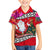 Wallis and Futuna Christmas Family Matching Off Shoulder Short Dress and Hawaiian Shirt Santa Claus Holding Coat of Arms Polynesian Xmas Style LT03 Son's Shirt Red - Polynesian Pride